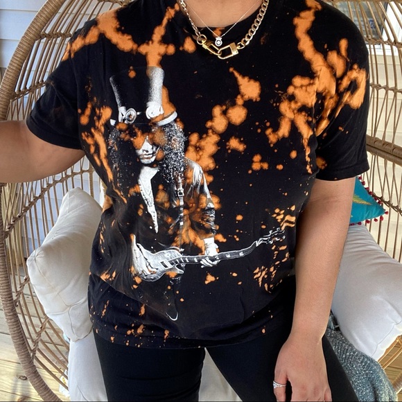 Slash Custom Distressed Bleached Graphic Band Tee - Picture 1 of 6